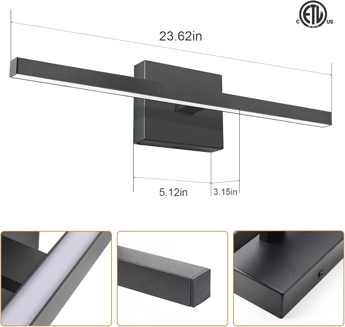 VOLISUN Modern Bathroom Vanity Light 23.6 inch, 14W Dimmable 5CCT Led Bathroom - Image 6