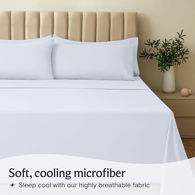 LuxClub 3 PC Twin XL Sheet Set, Deep Pockets Wrinkle Free Cooling Bed Sheets - Image 3