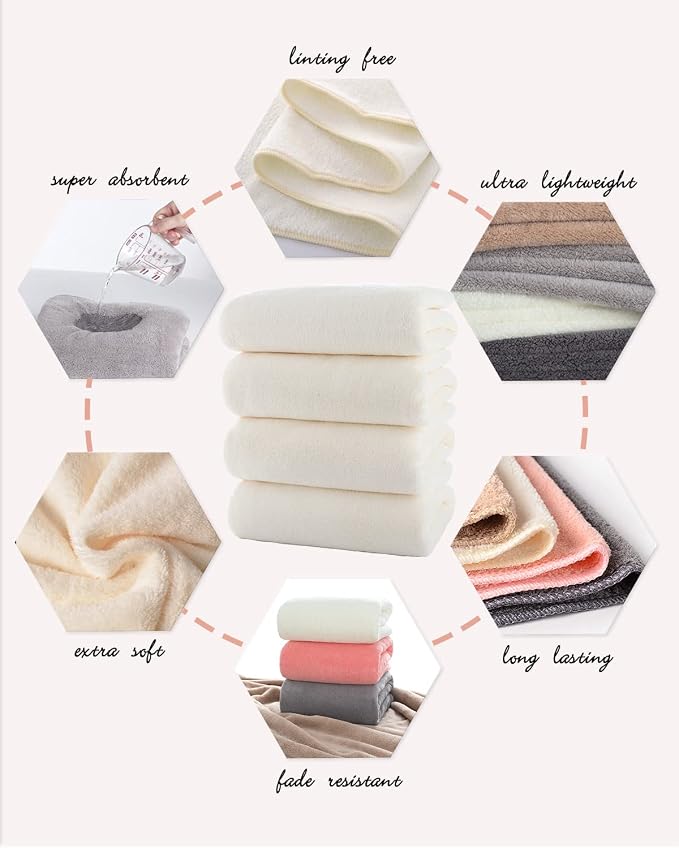 Lumimi Towels 4 Pack Soft Microfiber Bath Towel Set Salon Gym Yoga Travel Very - Image 4