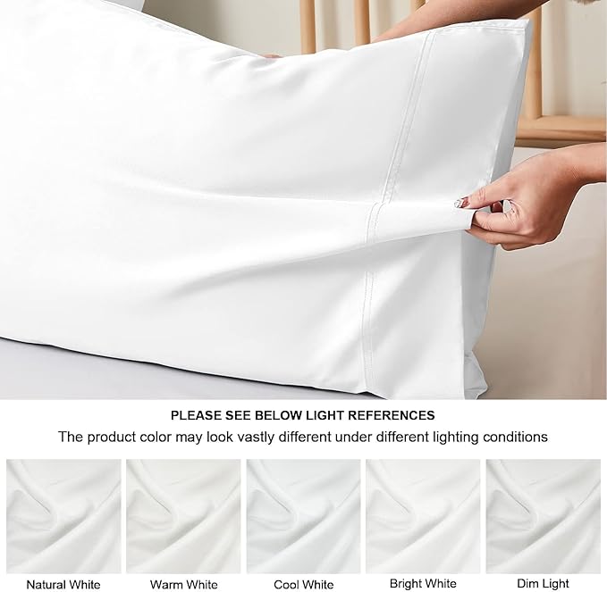 BEDELITE Standard Pillow Cases Set of 2, Rayon Derived from Bamboo, Cooling - Image 5