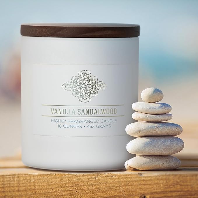 Carolina Vanilla Sandalwood Scented Candle, 16 oz Wellness Relaxing - Image 4