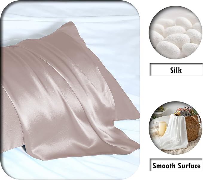 Silk Pillow Cases 2 Pack Soft Breathable and Sliky King Size Pillow Cases Set - Image 2