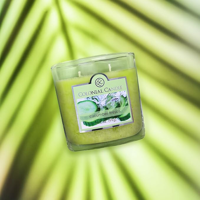 Colonial Candle Cucumber Fresca Scented Jar Candle, 2 Wick, 3.5 oz, Mottled Wax - Image 9