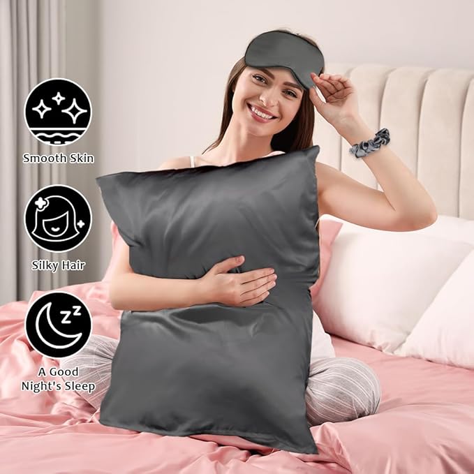 AUAUY 2 Pack Satin Silk Pillowcase, 19.69x29.53in Silk Pillowcases - Image 5