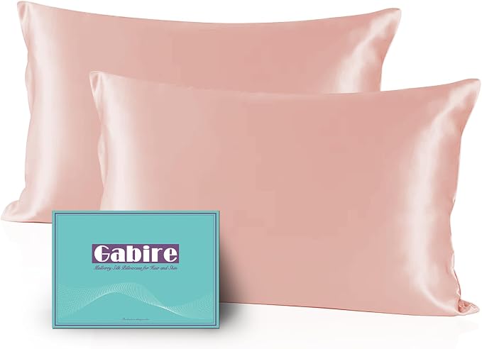 Gabire Mulberry Silk Pillow Cases Set of 2, Both Sides Real Silk Pillowcase by MulberrySilkPillowcases