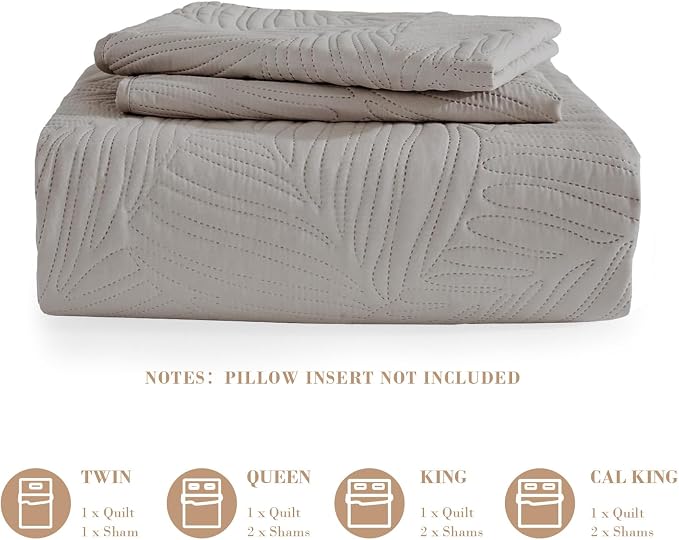Exclusivo Mezcla California King Quilt Bedding Set, Lightweight Light Grey - Image 6