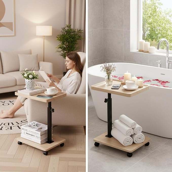 C Table End Table with Adjustable Height, C-Shaped Side Table - Image 6