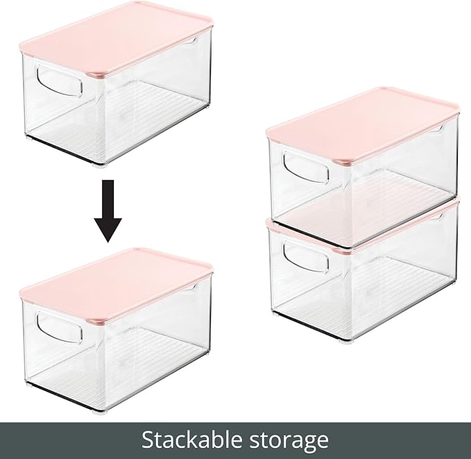 mDesign Deep Plastic Bathroom Storage Bin Box, Lid/Built-in Handles, - Image 4