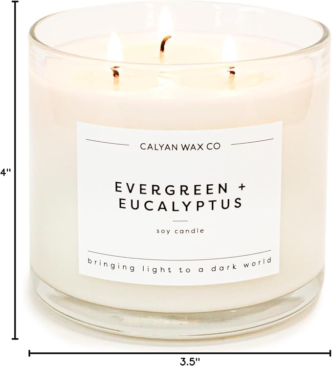 Calyan Wax Co. Evergreen & Eucalyptus 3 Wick Scented Candle - Image 10