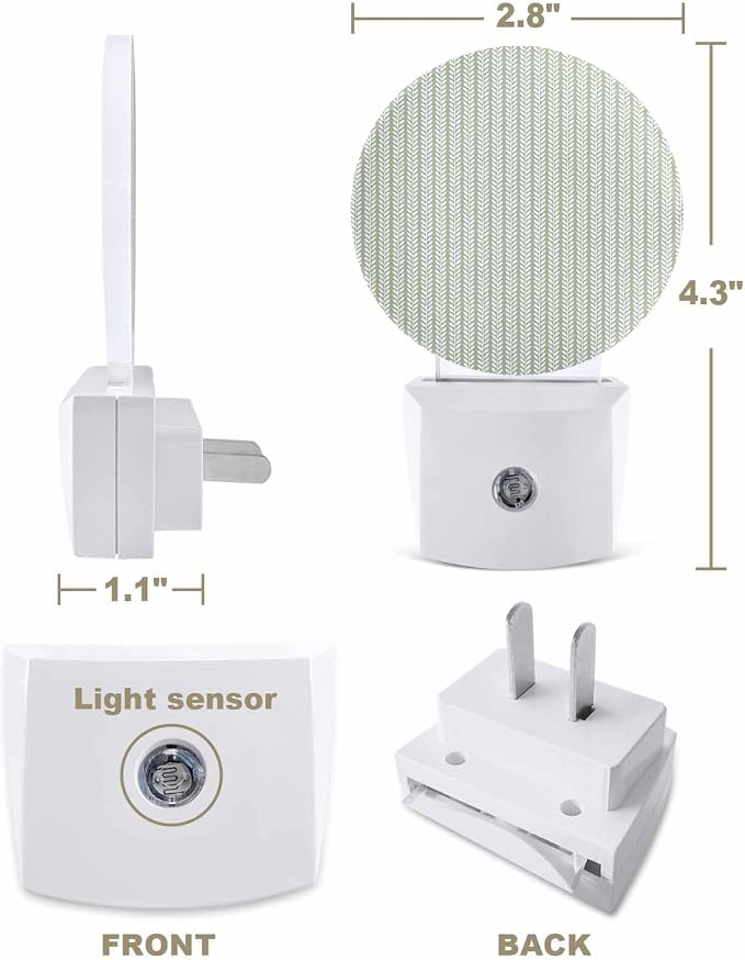 Night Lights Auto Sensor Sage Green Pinstripes Night Light Woven Denim Striped - Image 2