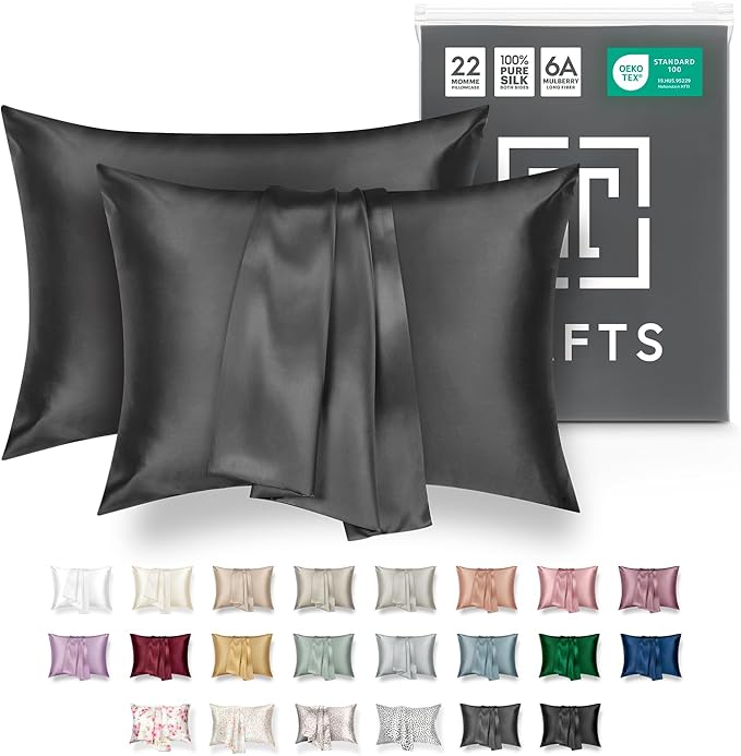Tafts Silk Pillow Cases - 22mm 100% Pure Mulberry 6A Silk Pillowcase by Tafts