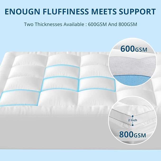 YUGYVOB Mattress Pad Extra Thick, and Breathable Full Size Mattress Topper - Image 4