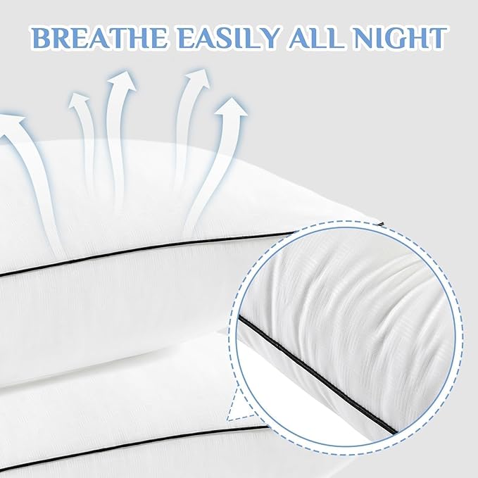JOLLYVOGUE Pillows Queen Size Set of 4, Collection Bed Pillows - Image 5