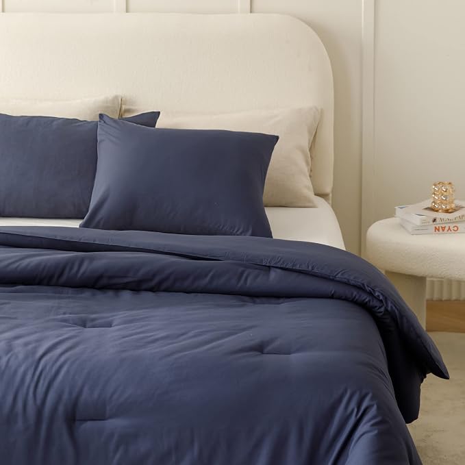ROSGONIA California King Comforter Set Navy Blue - Image 5