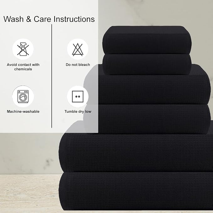CASA COPENHAGEN Wafffle 4Pcs 100% Egyptian Cotton Large Designer Towels Gift - Image 4