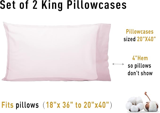 Sunflower King Pillowcases Set of 2, 100% Cotton King Pillow Cases 2, 20×40 - Image 8