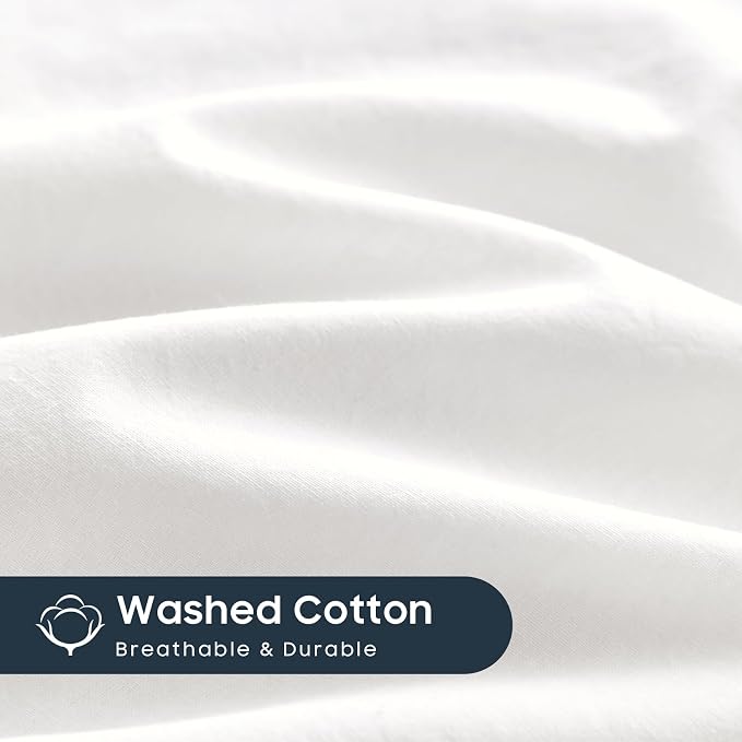 Wake In Cloud - Cotton Duvet Cover Set, Full Size, 100% Washed Cotton, Linen - Image 6