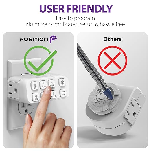 Fosmon Countdown Plug-in Timer Dual Outlet, Indoor Light Timer - Image 5