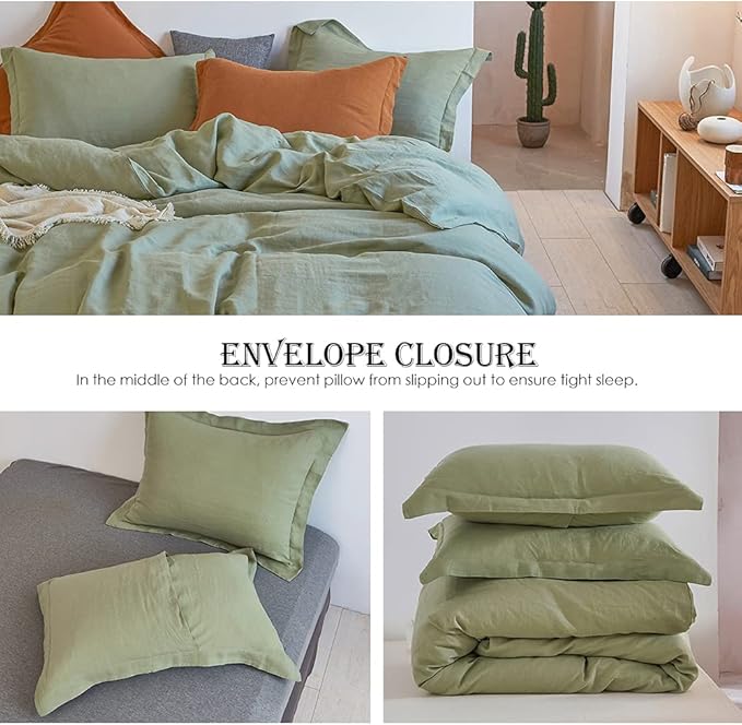 Simple&Opulence 100% Linen Duvet Cover Set 3pcs Basic Style Natural French - Image 4