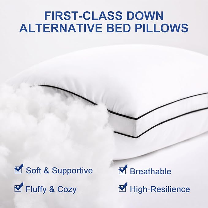 Premium Pillows King Size Set of 4, Fluffy and Supportive 7D Down Alternative - Image 3