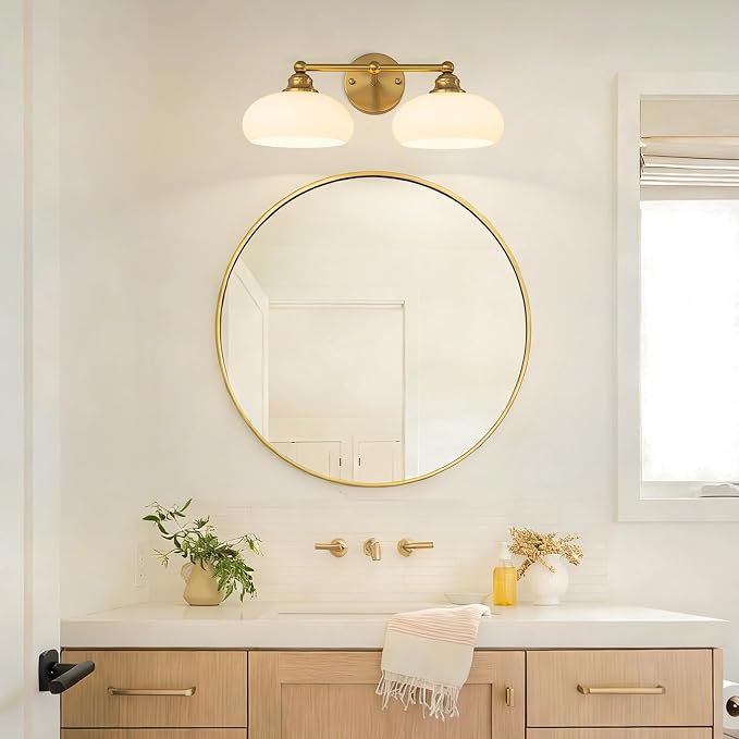 GoYeel Bathroom Light Fixtures Over Mirror, Vintage Gold Double Arm Vanity - Image 5