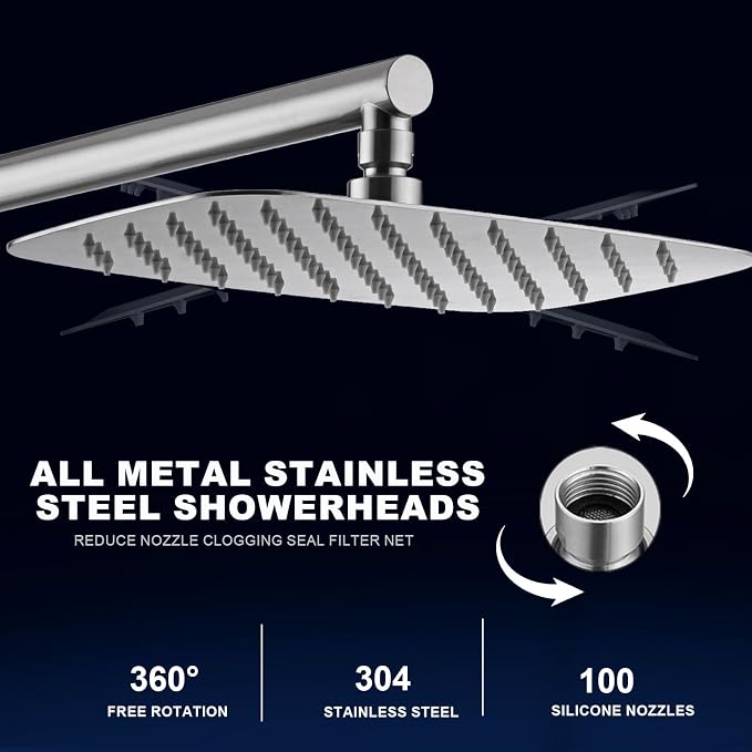 SonTiy Rain Shower Head with Handheld Spray and Shower Shelf, All Metal Shower - Image 4