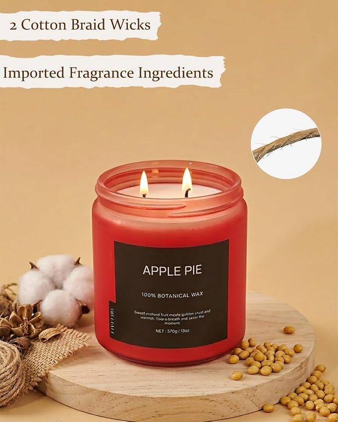 Apple Pie Home Scented Candles, 13oz Organic Soy Wax, 76-Hour Clean Burning - Image 5
