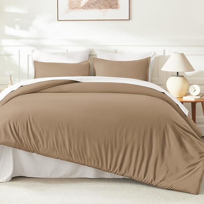 Litanika Comforters Taupe Oversized King Size, 3 Pieces Lightweight Solid - Image 6