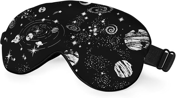 Space Galaxy Sleep Eye Mask Universe Star Moon Planets Constellation Black Silk by Unknown