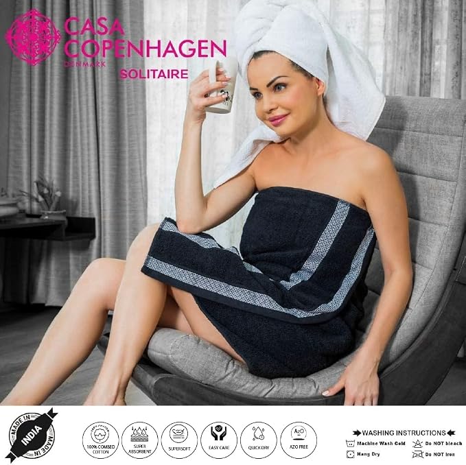 CASA COPENHAGEN Solitaire 6Pcs 100% Egyptian Cotton Large Designer Towels Gift - Image 7