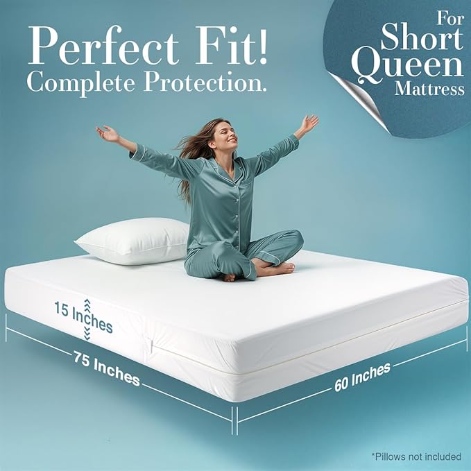Utopia Bedding Mattress Protector Zippered Short Queen Size, 100% Waterproof - Image 5
