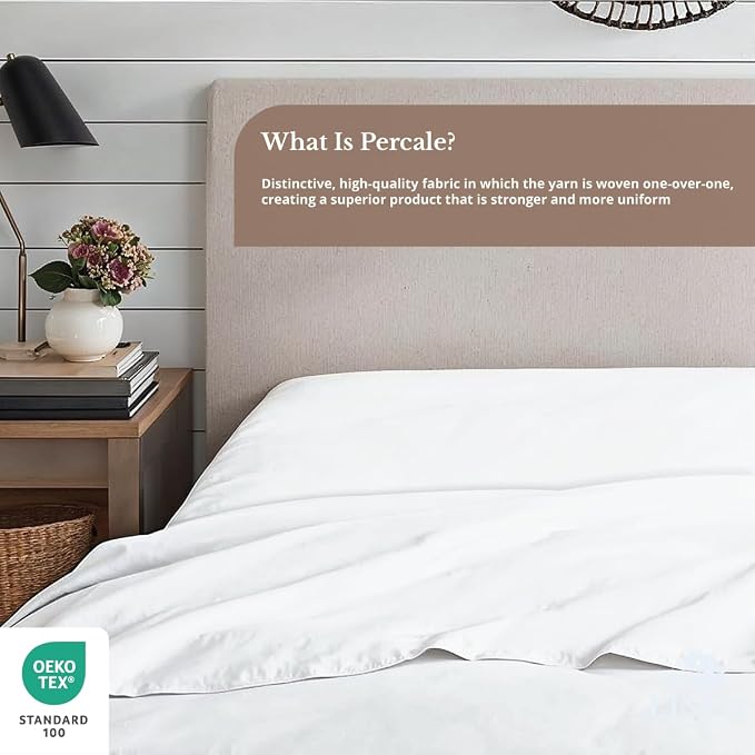 Linen Home 100% Cotton Percale 1 Flat Sheet, Full Size - Image 4