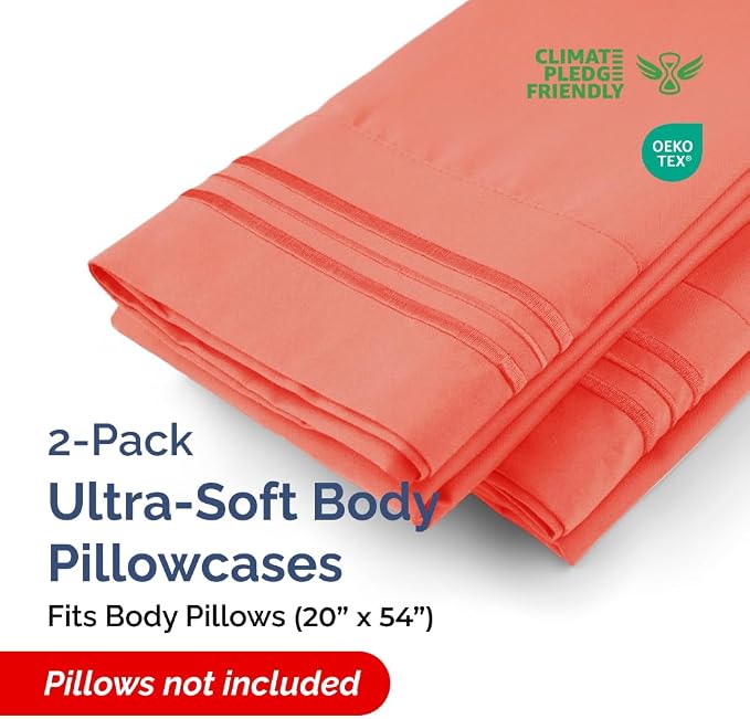 Body Pillowcases Set of 2-20x54 Long Body Pillow Case - Image 2