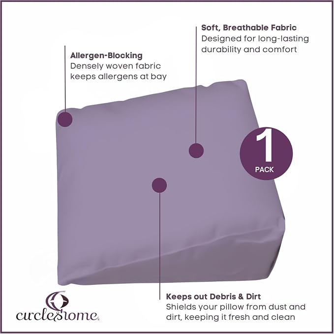 CirclesHome Wedge Pillow Cover 100% Cotton, Zippered Wedge Pillow Case Protector - Image 3