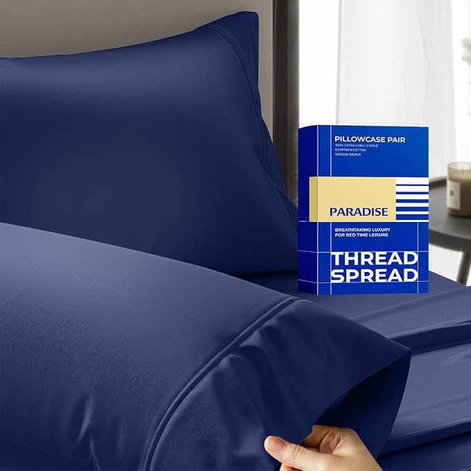 Thread Spread 100% Egyptian Cotton King Size Pillow Cases Set of 2 by THREADSPREAD