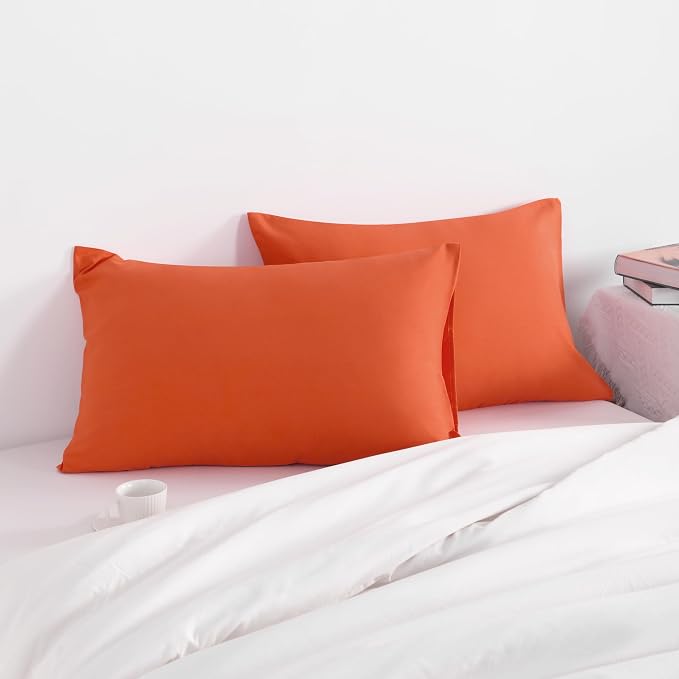 NTBAY Brunt Orange Microfiber Pillowcases, 20x26 Inches, Fade Resistant - Image 2
