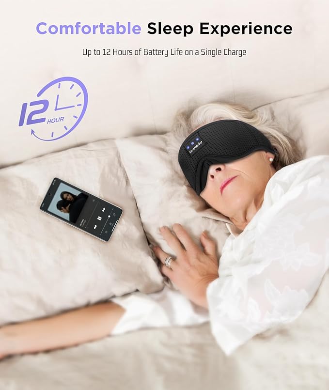 LC-dolida Sleep Mask Bluetooth Headphones Weighted Sleeping Mask 3D Eye Mask - Image 7