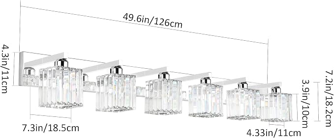 Aipsun Bathroom Vanity Light Fixtures 6 Light Chrome Vanity Light - Image 6