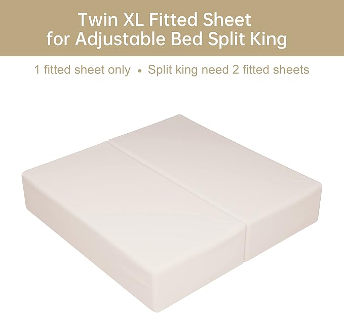 100% Egyptian Cotton Fitted Sheet Twin XL/Split King Size, 600 Thread Count - Image 5
