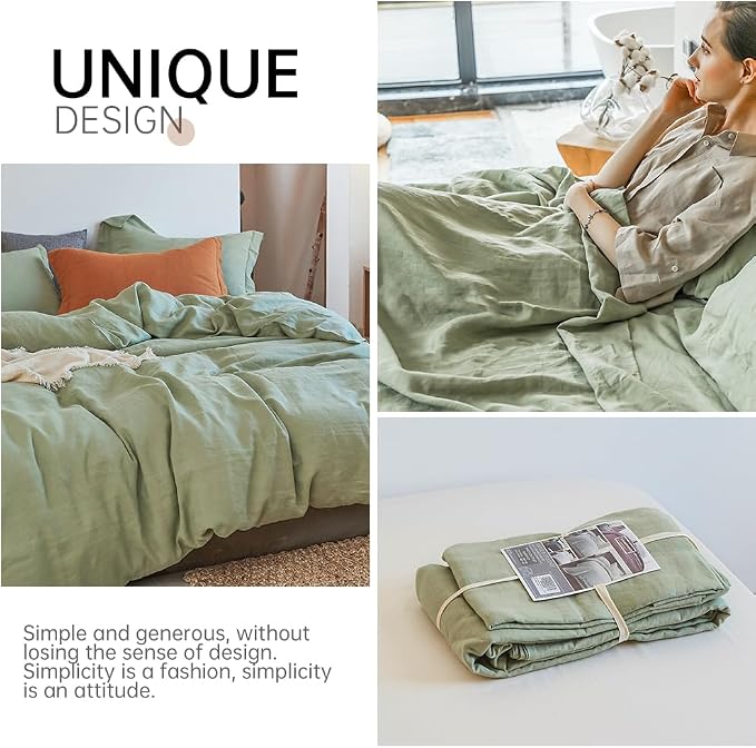 Simple&Opulence 100% Linen Duvet Cover Set 3pcs Basic Style Natural French - Image 5