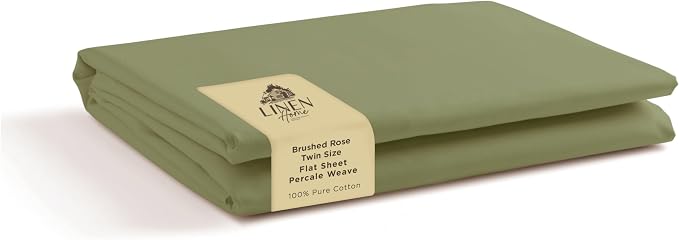 Linen Home 100% Cotton Percale 1 Flat Sheet, Twin Size by LINENHOME