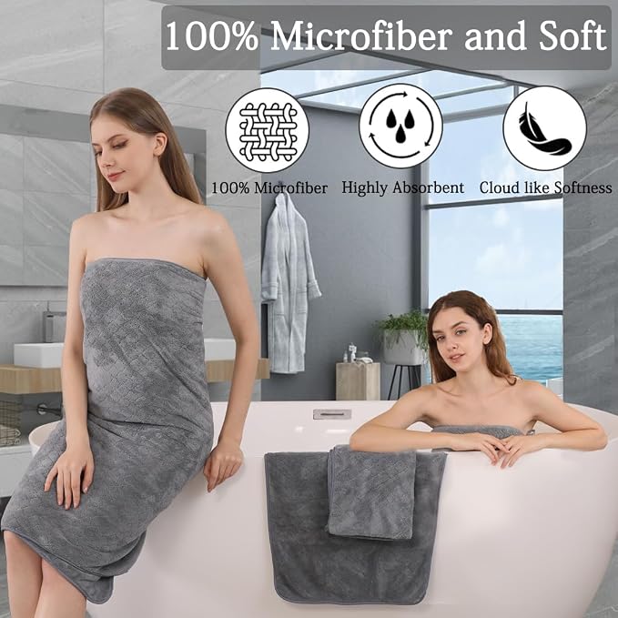 Ycosy 8-Piece Bath Towels Set, 2 Oversized Bath Sheet, 2 Hand Towels and 4 - Image 3