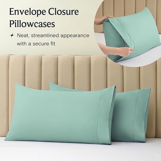 LuxClub 4 PC Full Sheet Set, Deep Pockets Wrinkle Free Cooling Bed Sheets Hotel - Image 8