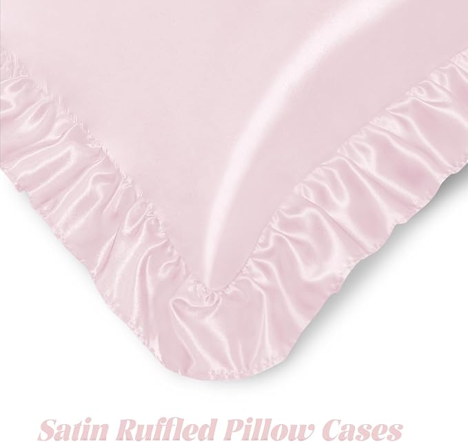 Homiest Ruffle Satin Body Pillow Cover, Silky Satin Body Pillowcase - Image 4