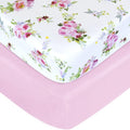 Crib Sheets Girls 2 Pack Floral, Fitted Crib Sheet by Moonsea