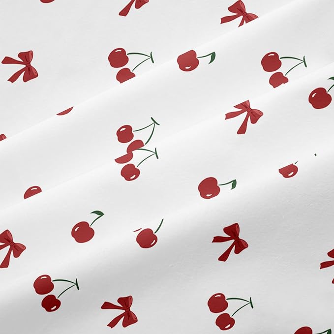 Nayoroom Red Cherry Duvet Cover Queen Size Cute Bow Duvet Cover 3 Pieces Soft - Image 6