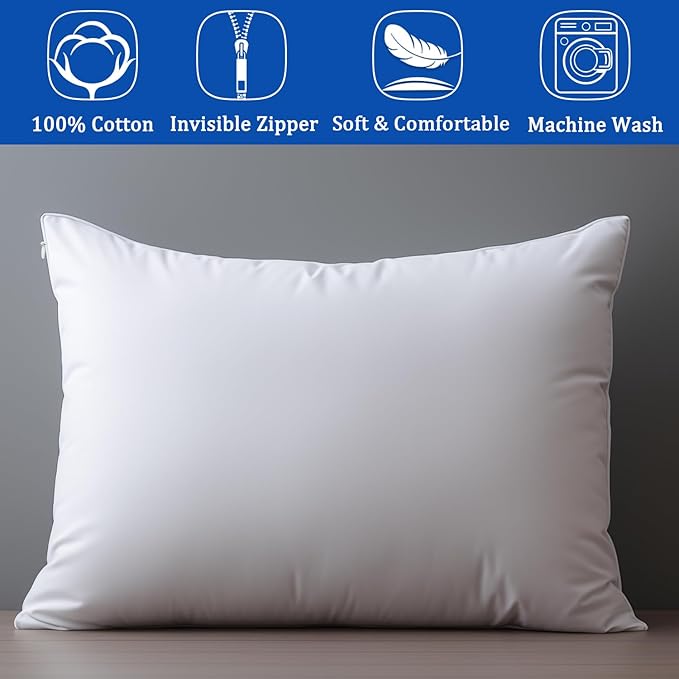 Precoco White King Pillow Cases Set of 4 | 100% Cotton Pillowcases - Image 6