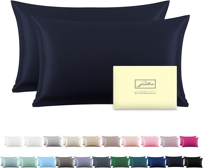 Silk Pillow Cases 2 Pack, Soft Breathable and Sliky Queen Size Pillow Cases Set by Suatien