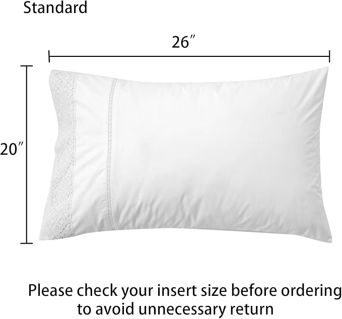 White Lace Pillowcases Standard Size Set of 2, 100% Cotton White Eyelet Pillow - Image 2