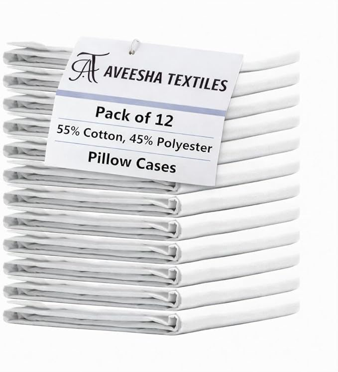 Aveesha 12 Pack Poly Cotton Pillow Cases by Aveesha